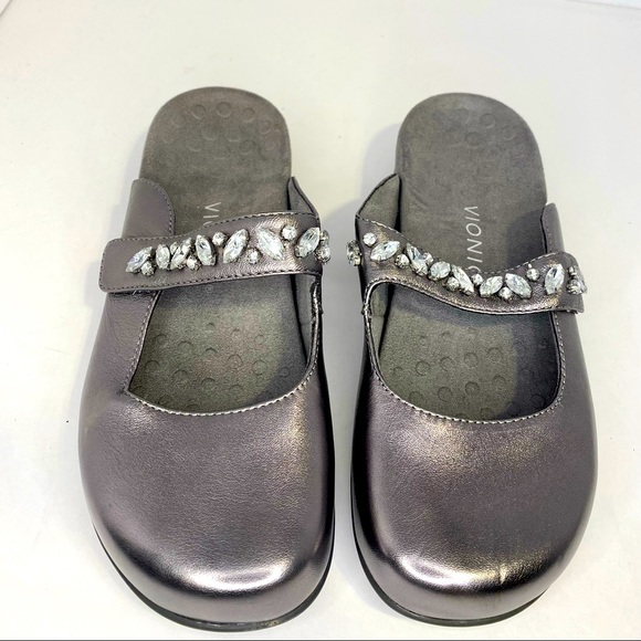 Vionic “Jenelle” Pewter Metallic Leather Mule - Women’s size 8 - Picture 1 of 6